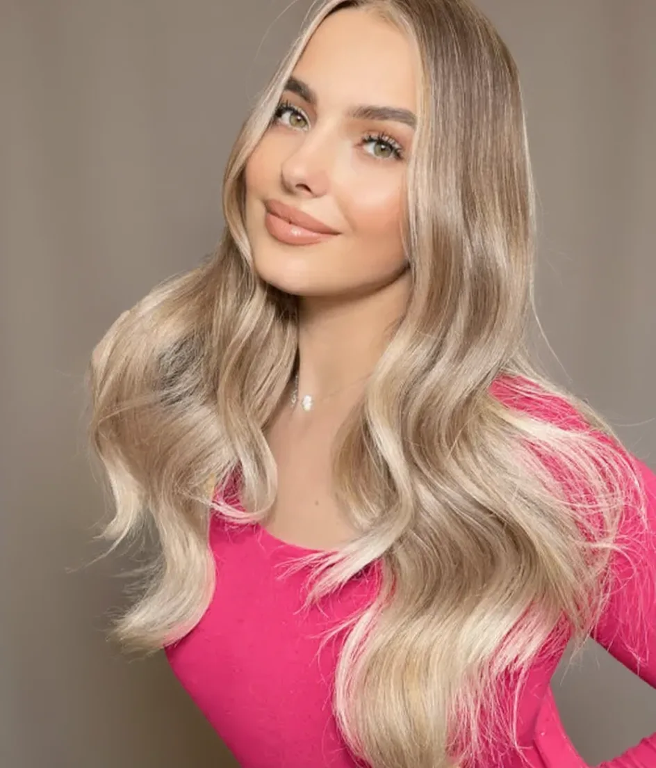 sandy blonde balayage beach waves